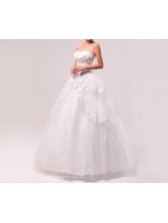 Organza Sweetheart Floor Length Ball Gown Wedding Dress with Crystal