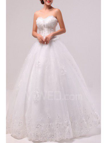 Organza Sweetheart Floor Length Ball Gown Wedding Dress with Sequins