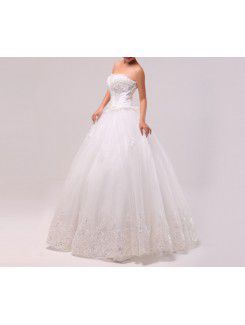 Organza Sweetheart Floor Length Ball Gown Wedding Dress with Sequins