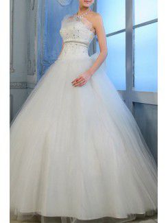 Organza strapless vloer lengte baljurk trouwjurk met pailletten