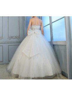 Organza Strapless Floor Length Ball Gown Wedding Dress with Sequins