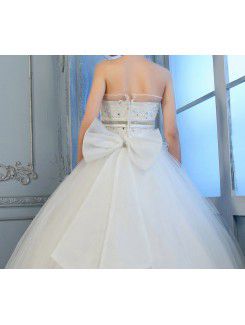 Organza Strapless Floor Length Ball Gown Wedding Dress with Sequins