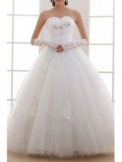 Organza sweetheart floor-lunghezza palla abito da sposa abito con paillettes