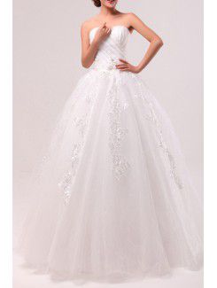 Organza sweetheart floor-lunghezza palla abito da sposa abito con paillettes