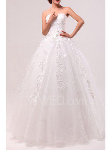 Organza sweetheart floor-lunghezza palla abito da sposa abito con paillettes