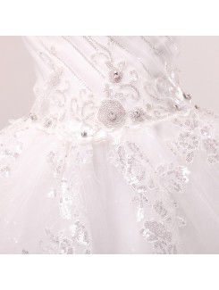 Organza Sweetheart Floor Length Ball Gown Wedding Dress with Sequins