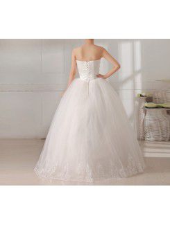 Organza Strapless Floor Length Ball Gown Wedding Dress with Sequins