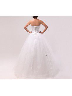 Organza Sweetheart Floor Length Ball Gown Wedding Dress with Crystal