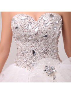 Organza Sweetheart Floor Length Ball Gown Wedding Dress with Crystal