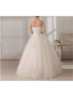 Tulle Strapless Floor Length Ball Gown Wedding Dress with Sequins