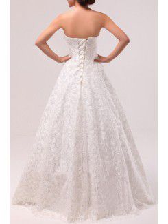 Lace Scoop Floor Length A-line Wedding Dress with Crystal