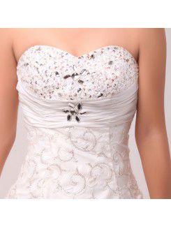 Lace Scoop Floor Length A-line Wedding Dress with Crystal