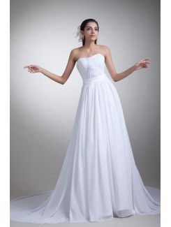 Chiffon Sweetheart Sweep Train A-line Wedding Dress