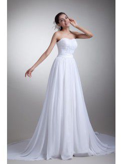 Chiffon Sweetheart Sweep Train A-line Wedding Dress