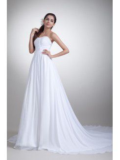 Chiffon Sweetheart Sweep Train A-line Wedding Dress