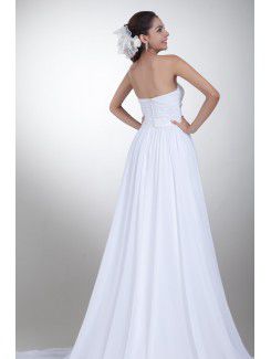 Chiffon Sweetheart Sweep Train A-line Wedding Dress