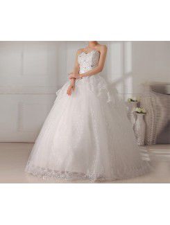 Organza Scoop Floor Length Ball Gown Wedding Dress with Sequins