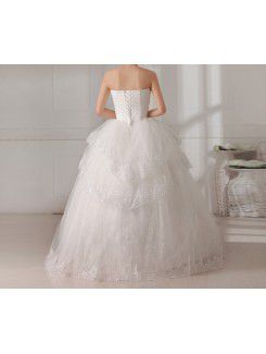 Organza Scoop Floor Length Ball Gown Wedding Dress with Sequins