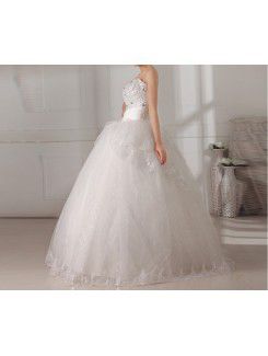 Organza Scoop Floor Length Ball Gown Wedding Dress with Sequins