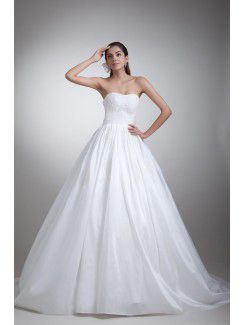 Taffeta Scoop Sweep Train A-line Embroidered Wedding Dress