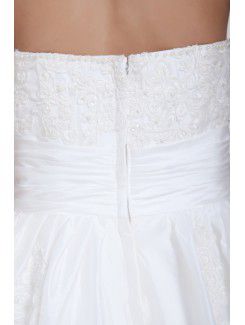 Taffeta Scoop Sweep Train A-line Embroidered Wedding Dress