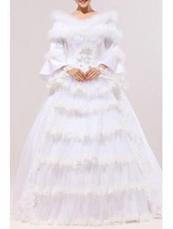 Organza bijou étage longueur robe de bal de mariage robe à paillettes