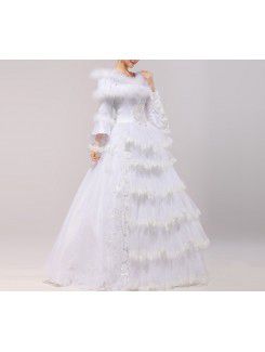 Organza Jewel Floor Length Ball Gown Wedding Dress with Sequins