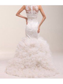 Lace Jewel Floor Length Mermaid Wedding Dress