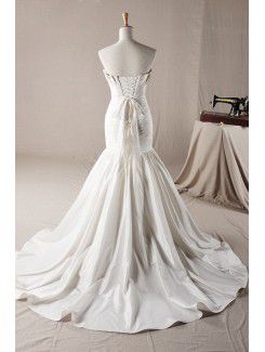 Satin Strapless Sweep Train Mermaid Wedding Dress with Crystal