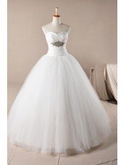 Net Sweetheart Floor Length Ball Gown Wedding Dress with Sequins