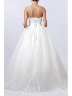 Lace Sweetheart Sweep Train Ball Gown Wedding Dress with Crystal