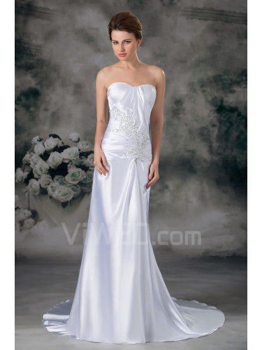 Satin sweetheart les trains gaine robe de mariée brodée