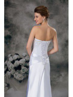 Satin Sweetheart Sweep Train Sheath Embroidered Wedding Dress