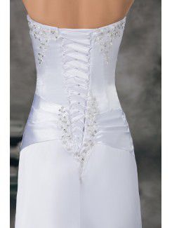 Satin Sweetheart Sweep Train Sheath Embroidered Wedding Dress