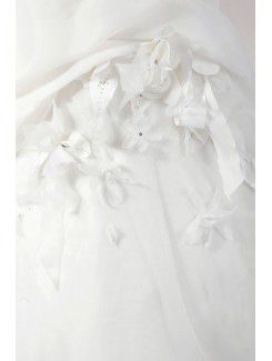 Organza Straps Sweep Train Ball Gown Wedding Dress with Handmade Flowers