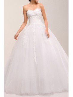 Spets älskling sopa tåg balklänning klänning bröllop med paljetter