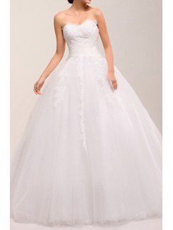 Lace Sweetheart Sweep Train Ball Gown Wedding Dress with Sequins