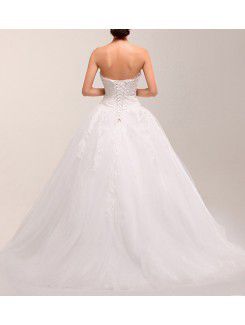 Lace Sweetheart Sweep Train Ball Gown Wedding Dress with Sequins