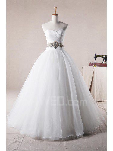 Organza chérie étage longueur robe de bal de mariage robe avec cristal