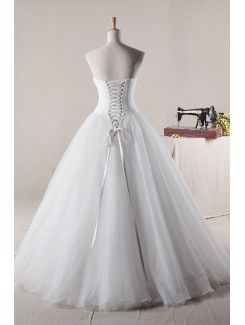 Organza Sweetheart Floor Length Ball Gown Wedding Dress with Crystal