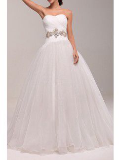 Organza Sweetheart Floor Length Ball Gown Wedding Dress with Crystal