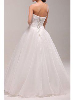 Organza Sweetheart Floor Length Ball Gown Wedding Dress with Crystal