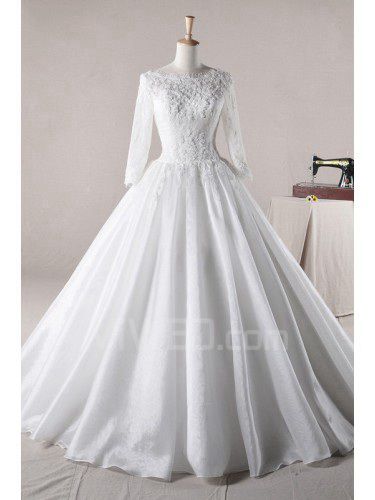 Organza Jewel Floor Length Ball Gown Wedding Dress with Sequins