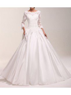 Organza Jewel Floor Length Ball Gown Wedding Dress with Sequins