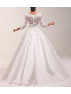 Organza Jewel Floor Length Ball Gown Wedding Dress with Sequins