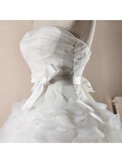 Net Strapless Sweep Train Ball Gown Wedding Dress