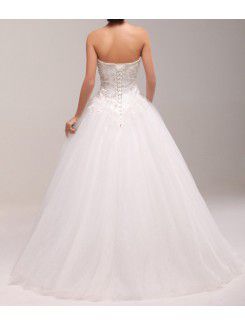 Organza Sweetheart Sweep Train Ball Gown Wedding Dress with Beading