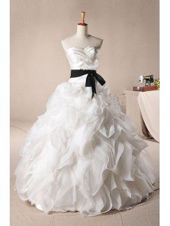 Organza Sweetheart Sweep Train Ball Gown Wedding Dress