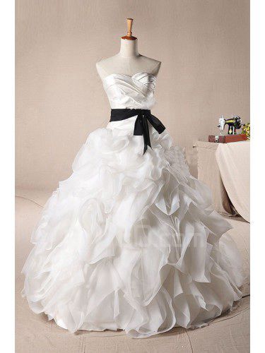 Organza Sweetheart Sweep Train Ball Gown Wedding Dress