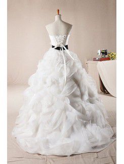 Organza Sweetheart Sweep Train Ball Gown Wedding Dress